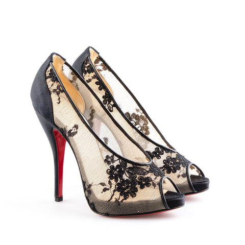 louboutin lace peep toe