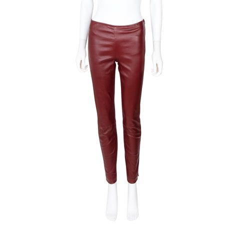 dark red leather leggings