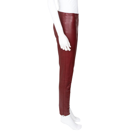 dark red leather leggings