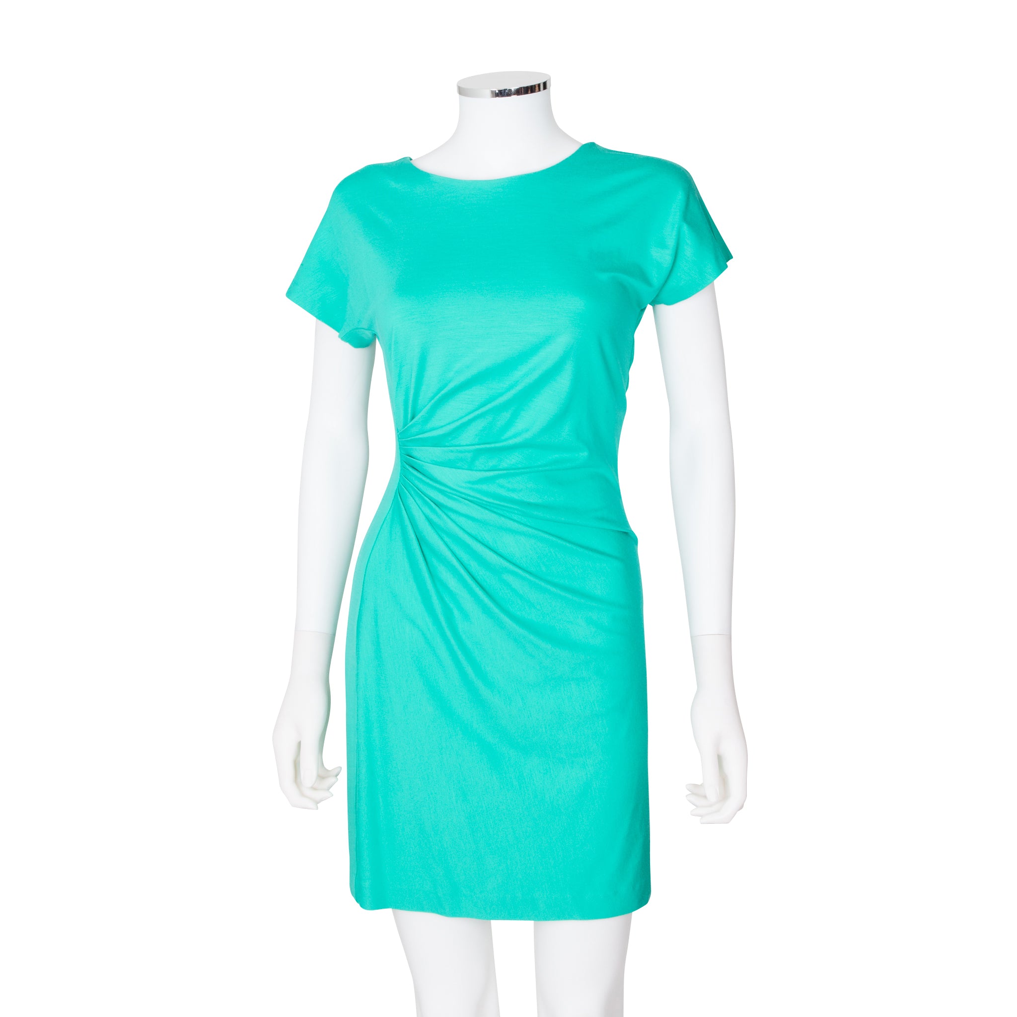 dvf cap sleeve ruched jersey dress