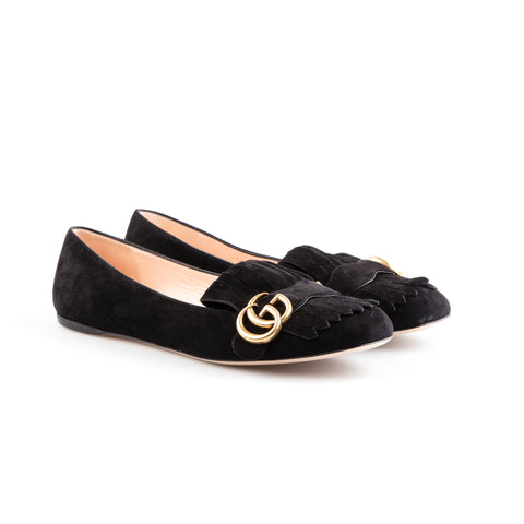 gucci marmont suede ballerina flat