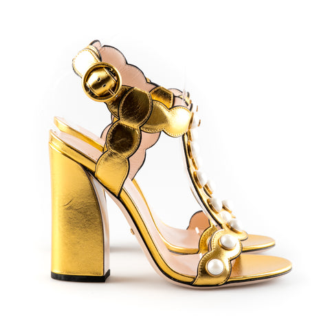 gucci gold pearl sandals