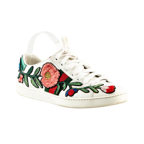 gucci ace floral embroidered sneakers