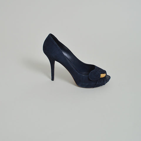 Louis Vuitton Navy Blue Suede Platforms 