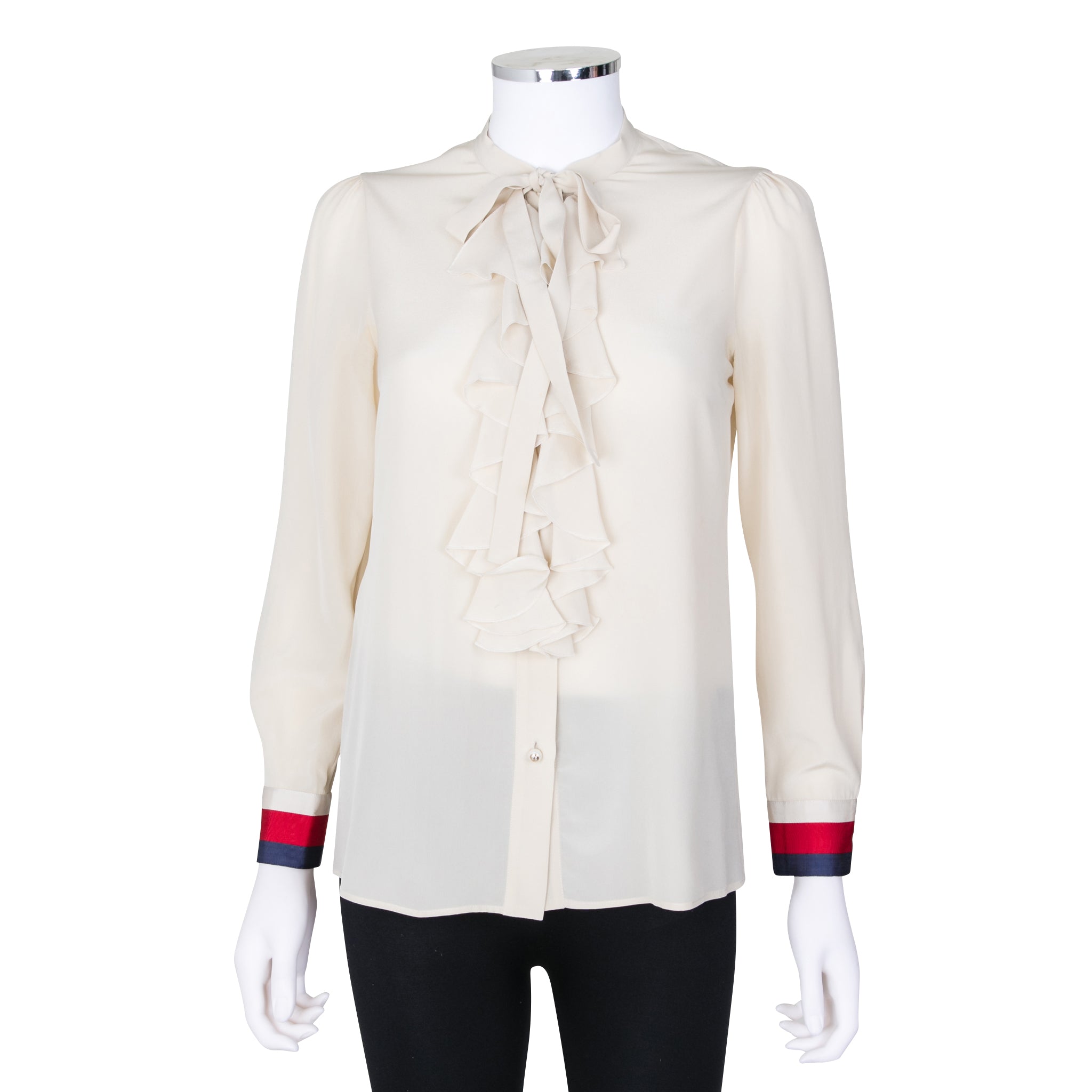 silk ruffle blouse ivory