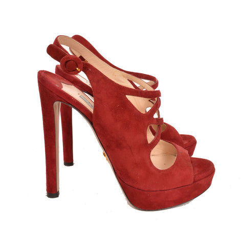 prada red suede pumps