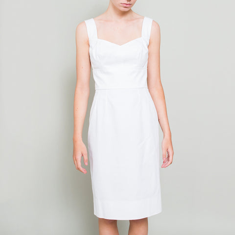 white cotton sleeveless dress