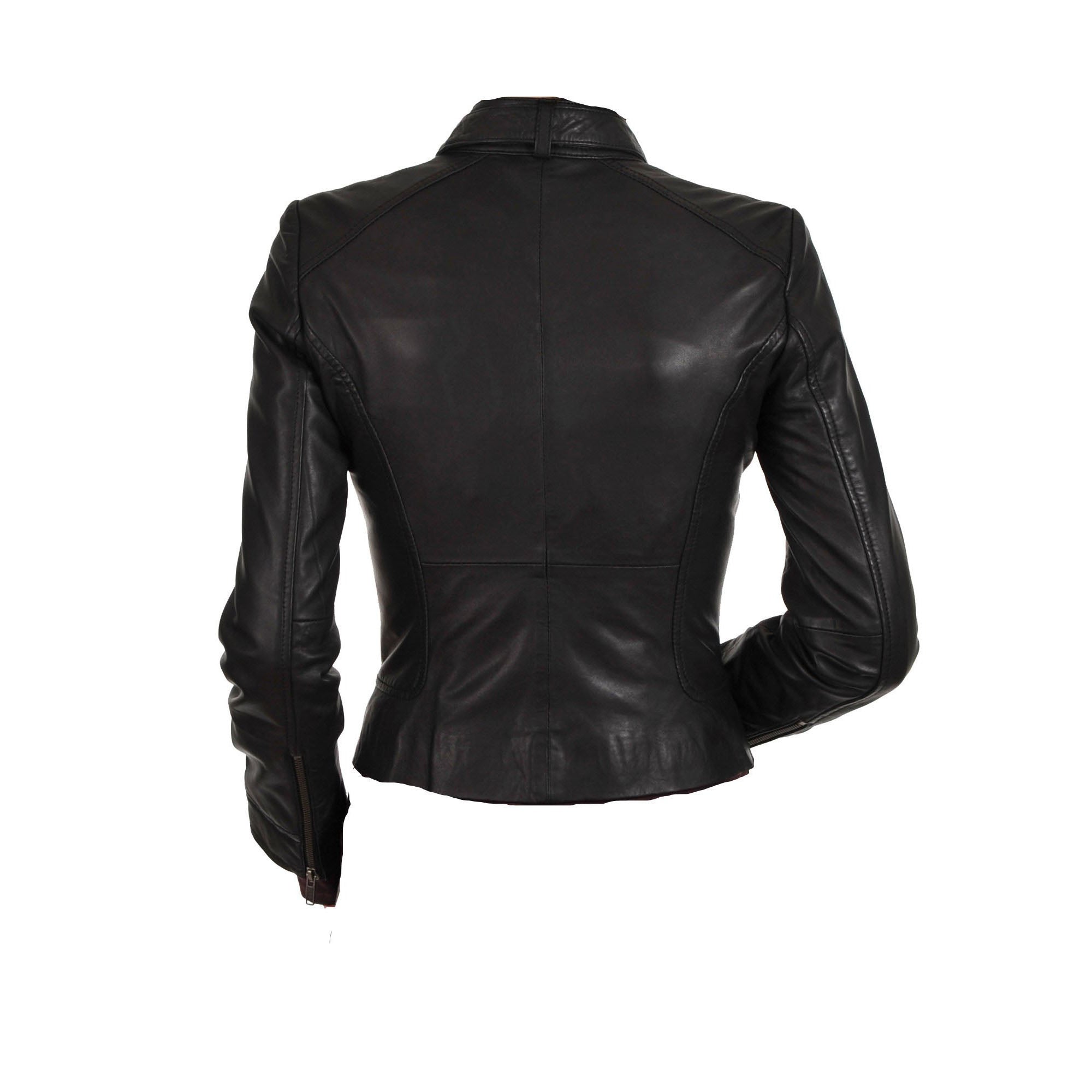 Women's black leather jacket with collar belt, Faux Leather Jacket ...