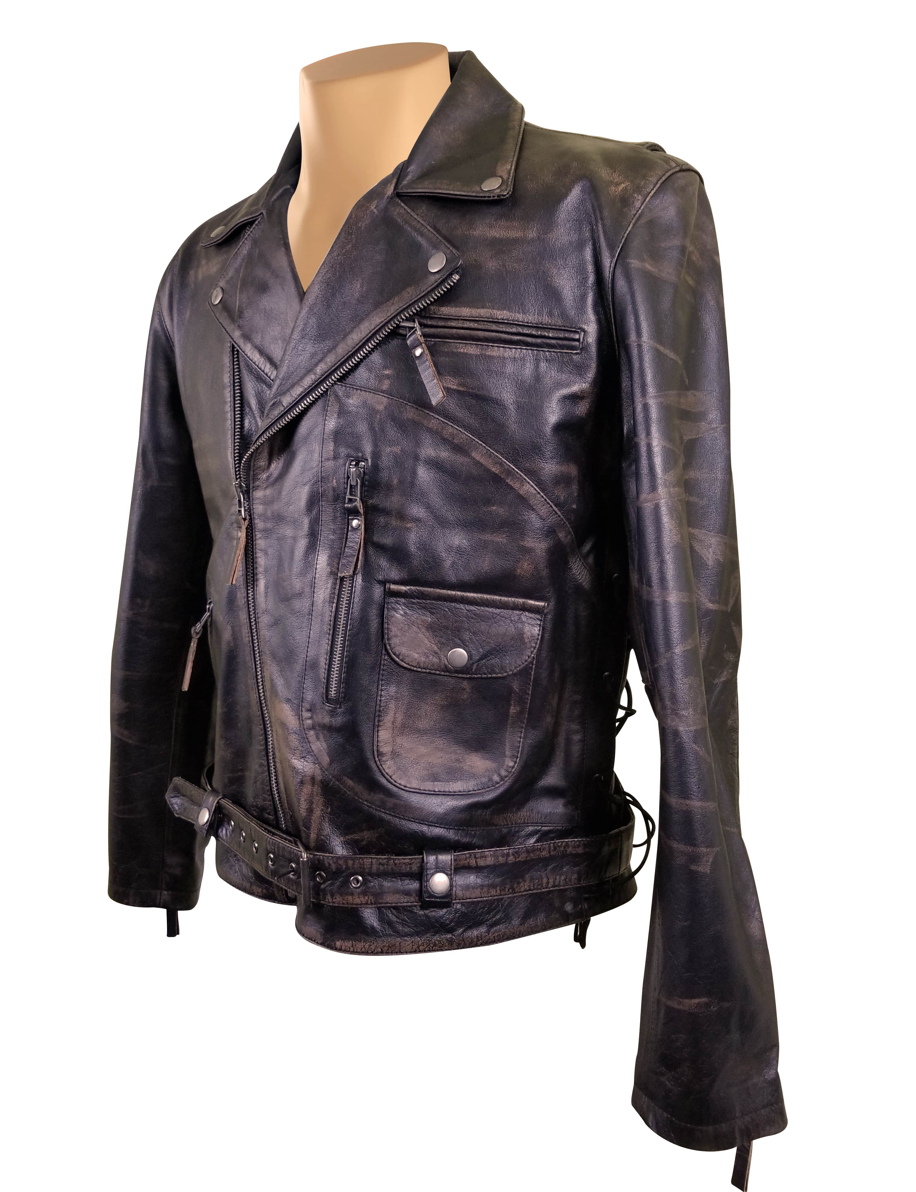 Arnold Schwarzenegger Terminator 2 Distressed Biker Leather Jacket ...