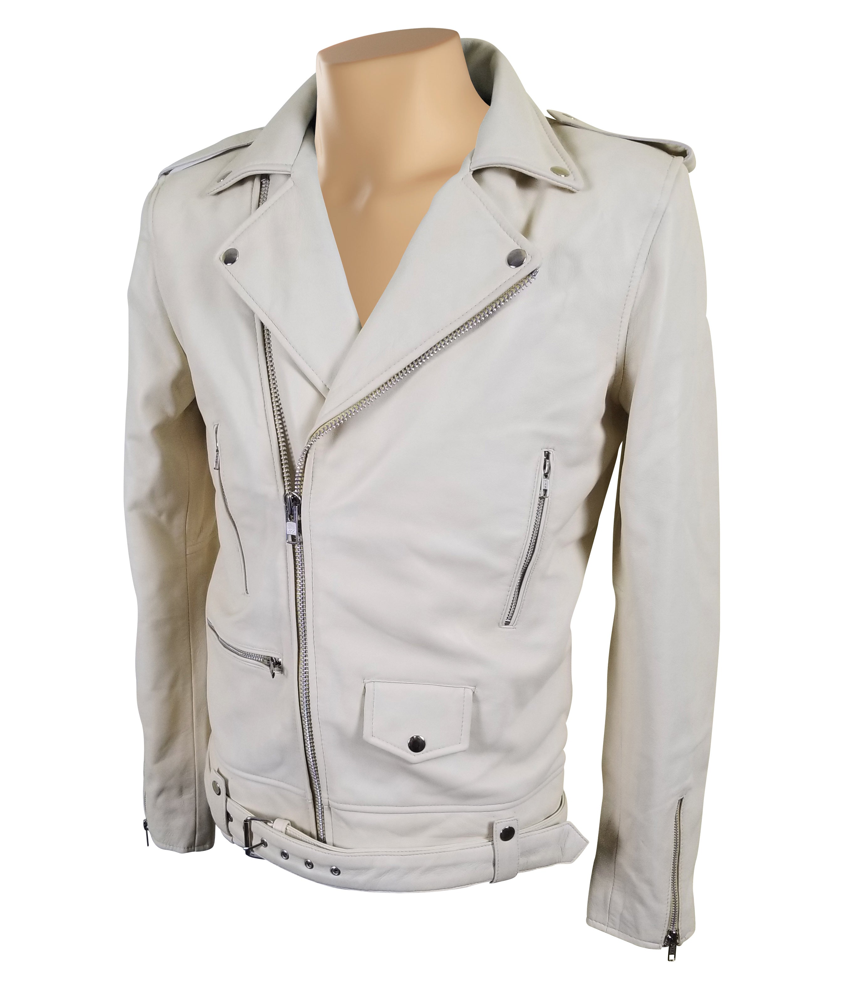 cream biker jacket