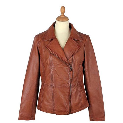 Women's Alden Cognac Leather Jacket – Lusso Leather