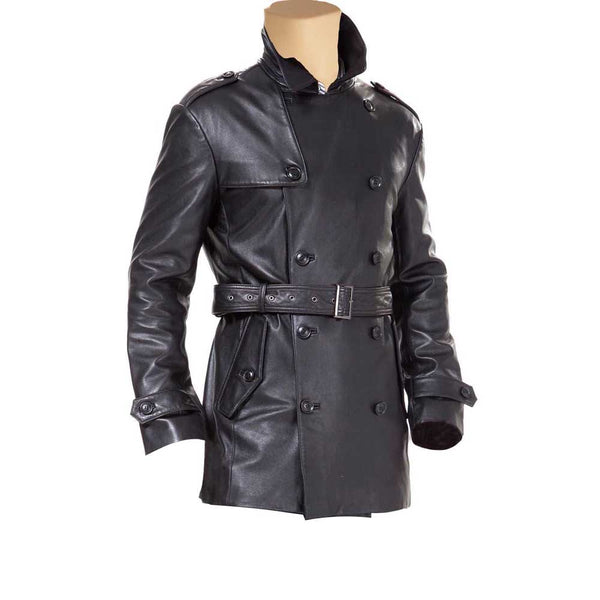 leather trench coat with belt mens – Lusso Leather