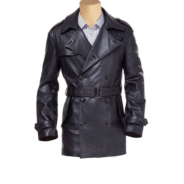 leather trench coat with belt mens – Lusso Leather
