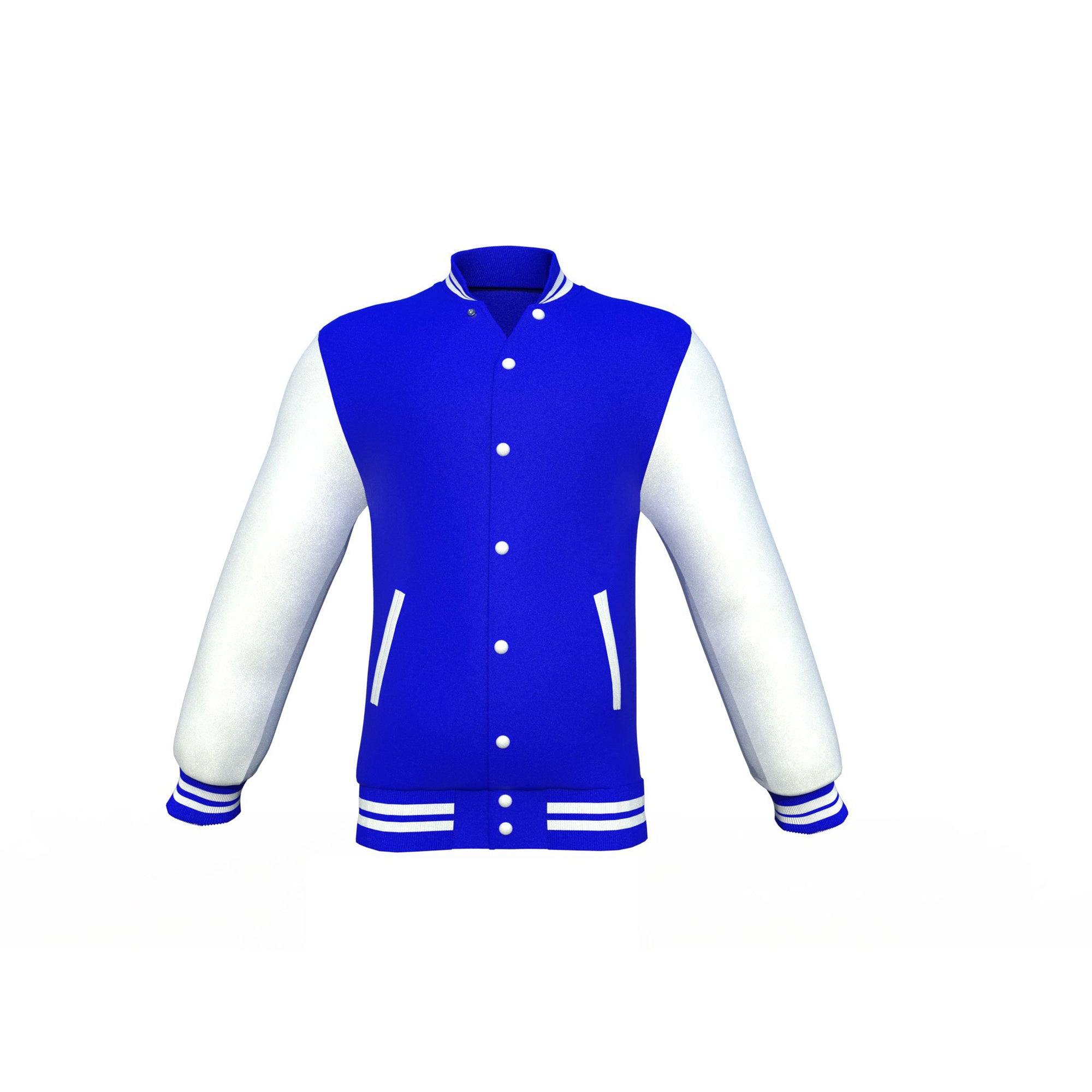 Blue Varsity Letterman Jacket with White Sleeves – Lusso Leather