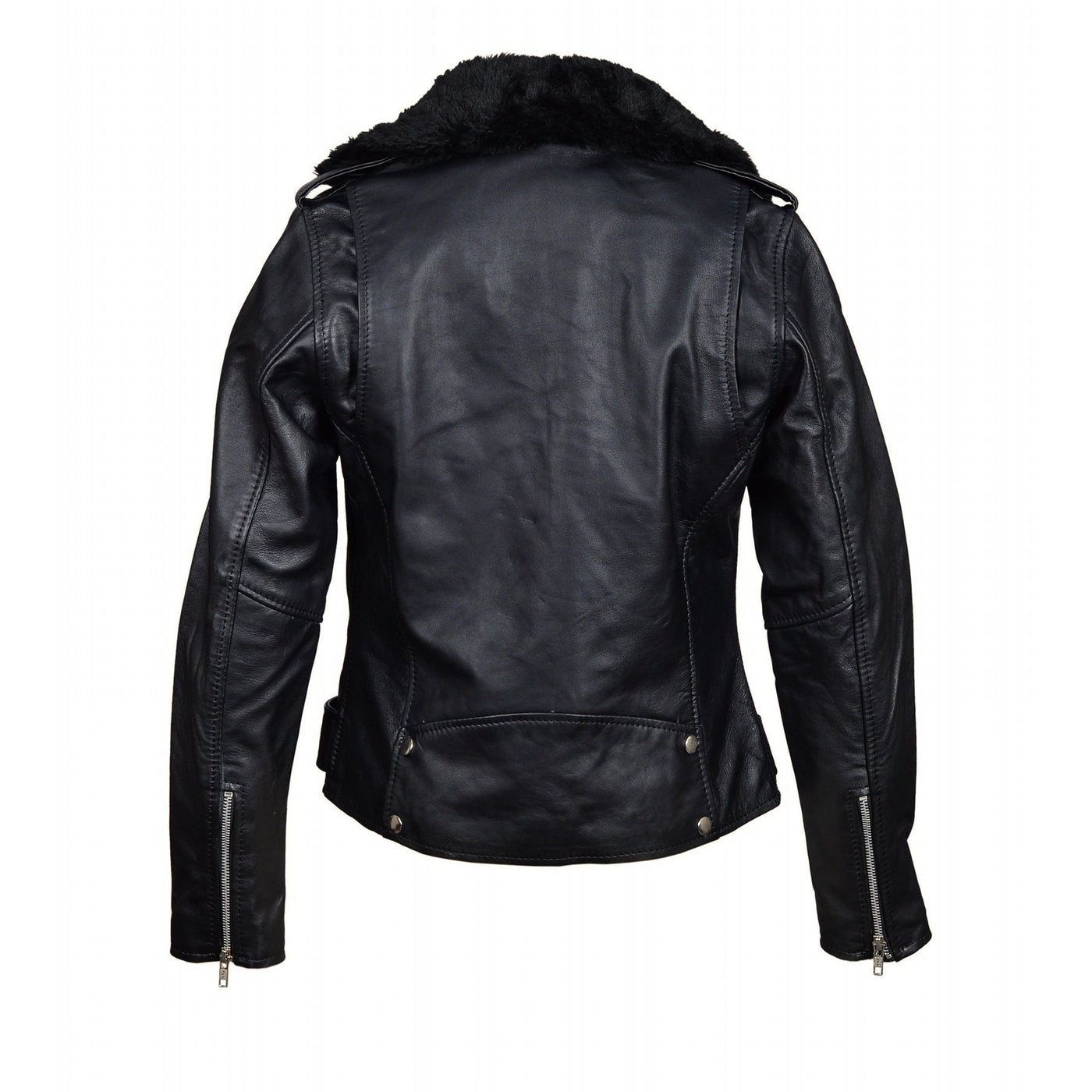 Eira's biker style leather jacket with fur collar – Lusso Leather