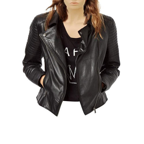 Women’s Black Biker Style Leather Jacket, Biker Jacket for Women ...