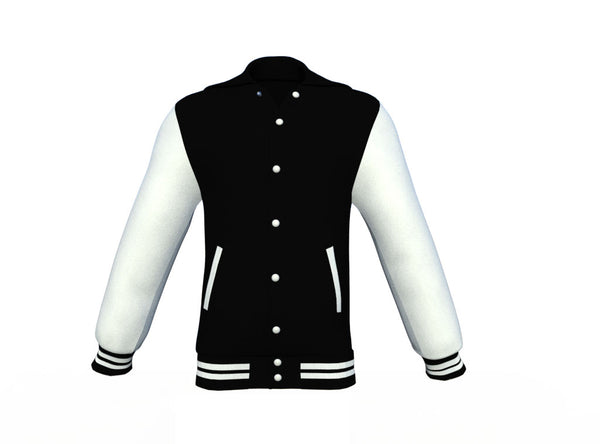 Black Varsity Letterman Jacket with White Sleeves – Lusso Leather