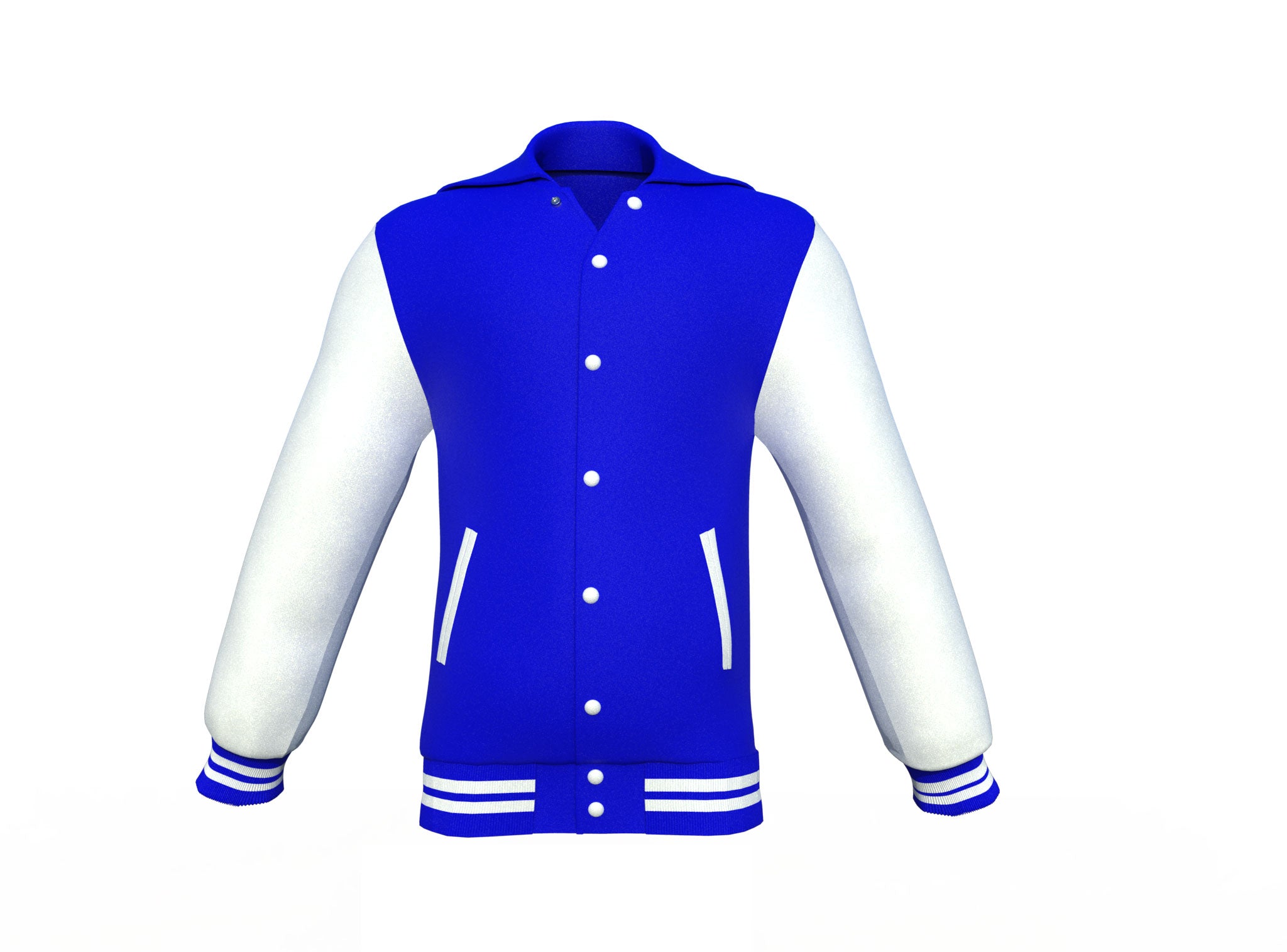 Blue Varsity Letterman Jacket with White Sleeves – Lusso Leather