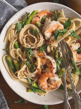 Shrimp Scampi & Asparagus Pasta