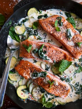 Creamy Zucchini & Spinach Salmon