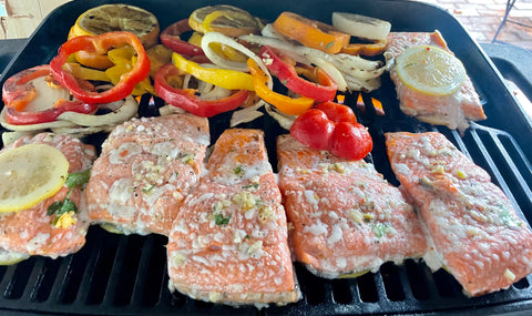 marinated and grilled salmon