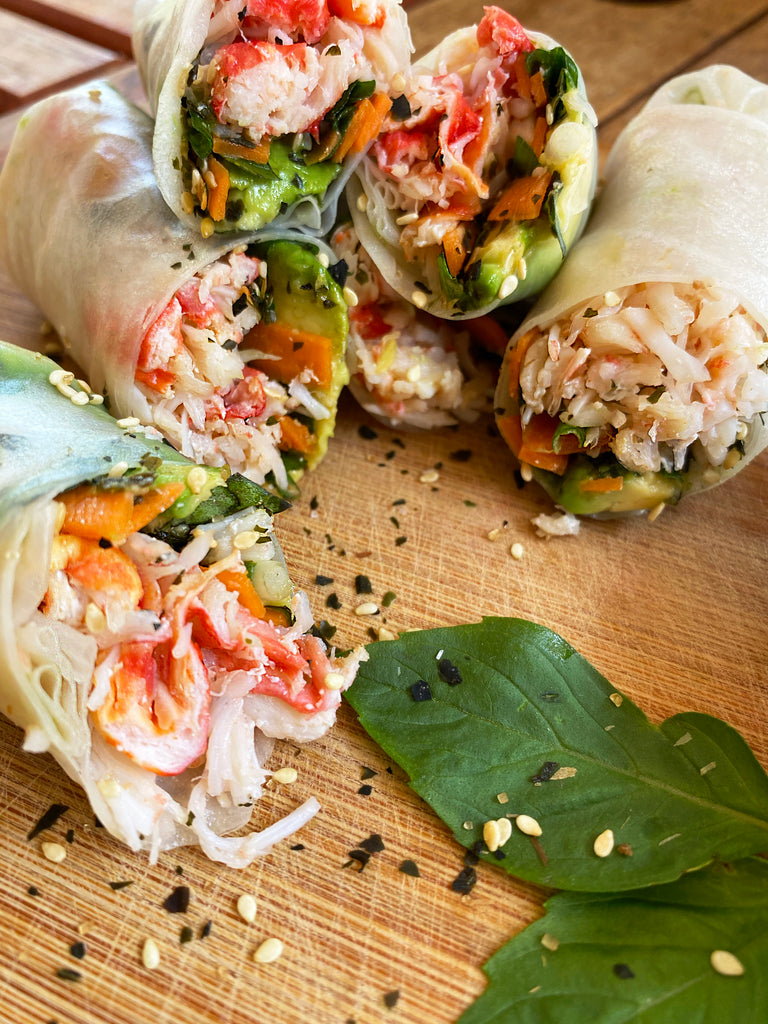 spicy king crab spring rolls