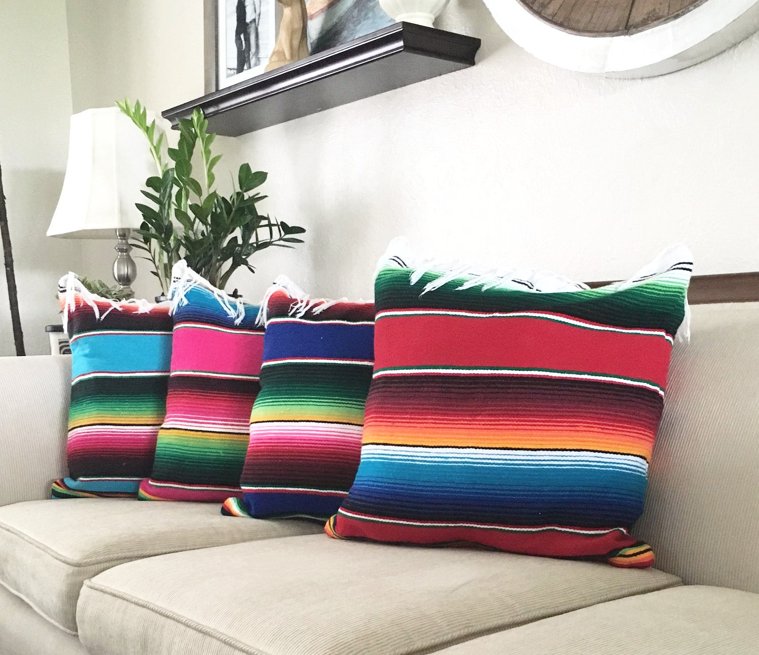 Serape Pillow with Fringe - Del Mex