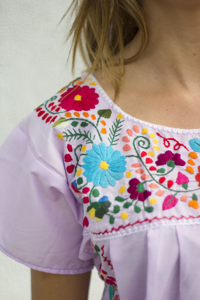 Embroidered Mexican Mini Dress - Del Mex