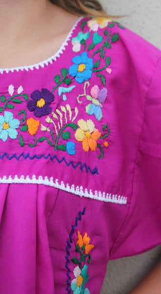 Embroidered Mexican Peasant Dress - Del Mex