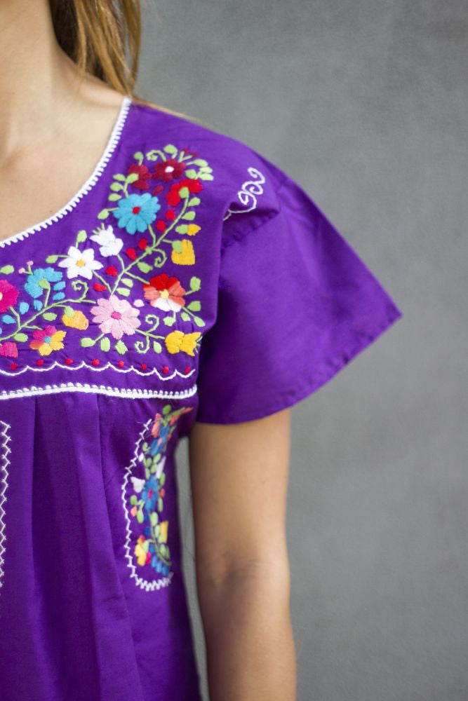 purple mexican peasant dress