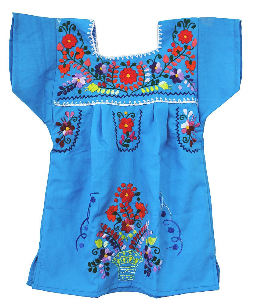 Girls Embroidered Mexican Dress - Del Mex