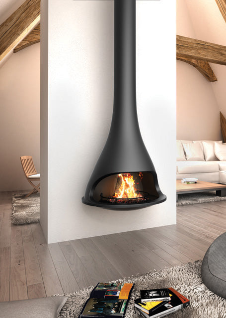 Designer Hanging Wood Burning Fireplace Click Fire Inc