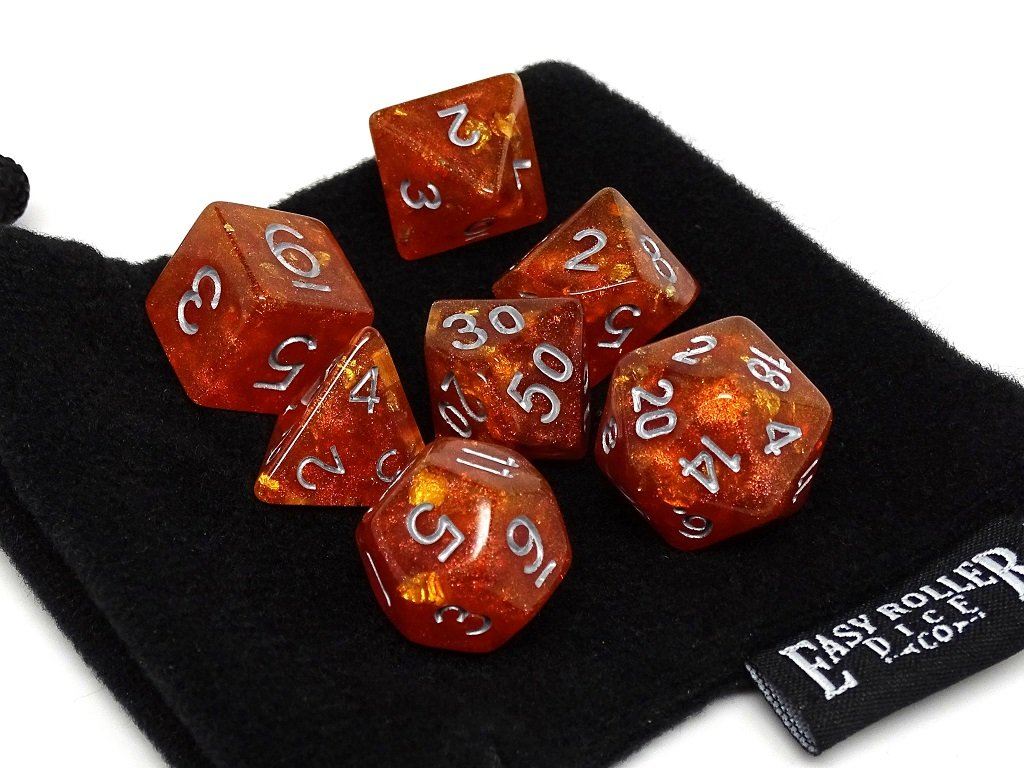 Orange Ocean Reef Dice Collection - 7 Piece Set