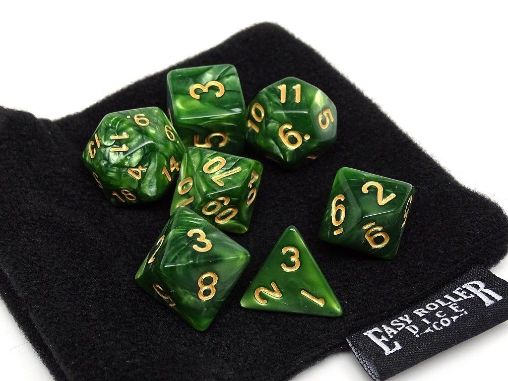 Hand Checked Quality Polyhedral Dice Set Emerald Green Translucent 7 Piece Set With Free Dice Bag Toys Games Standard Game Dice - one piece emerald roblox