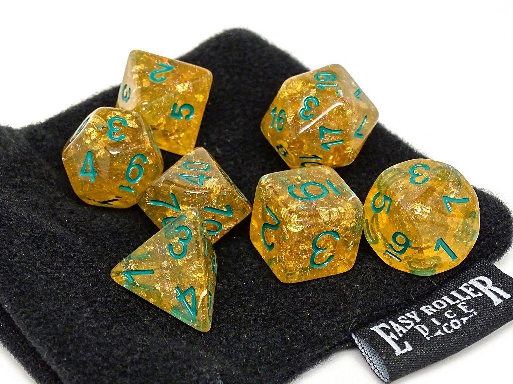 Golden Ocean Reef Dice Set - 7 Piece Collection