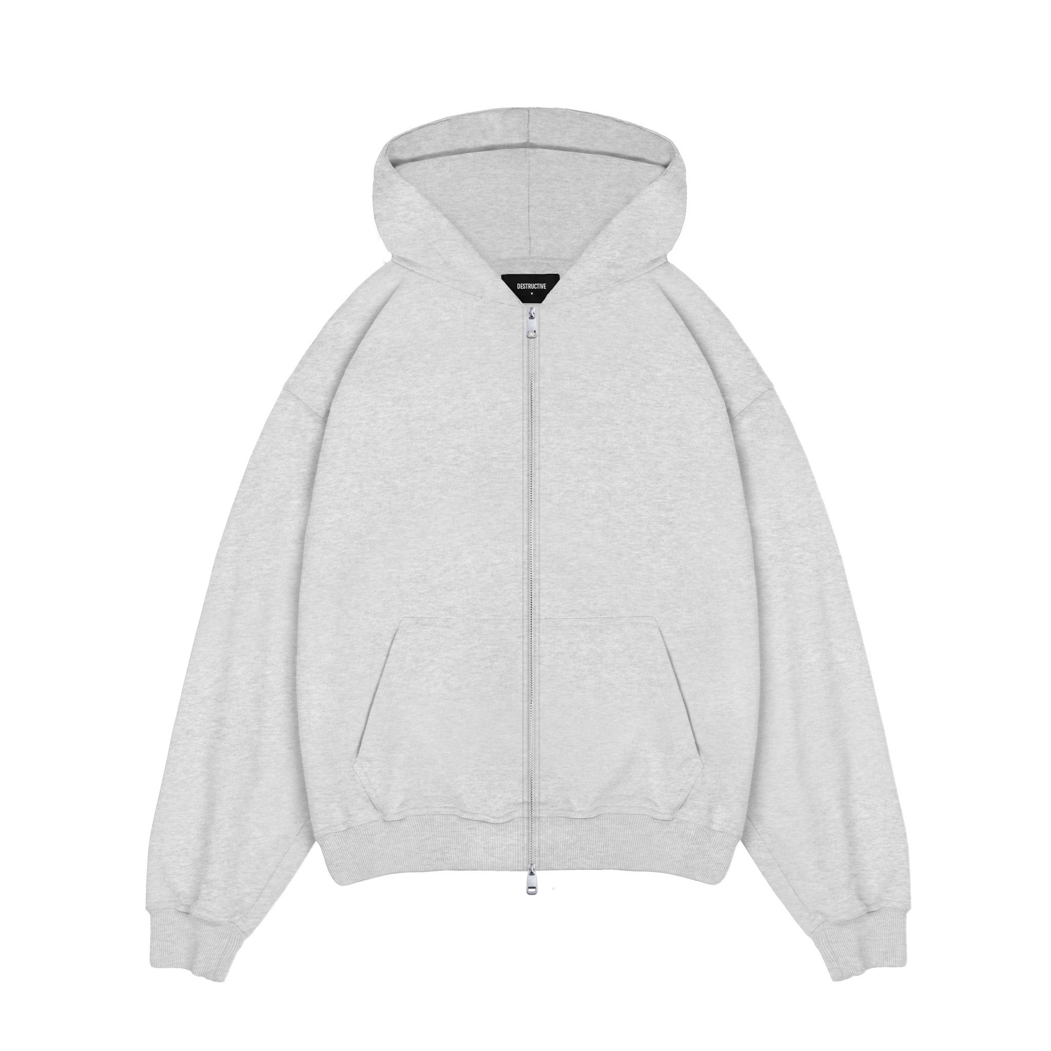 Zip Hoodie - Light Marl Grey - Destructive product image