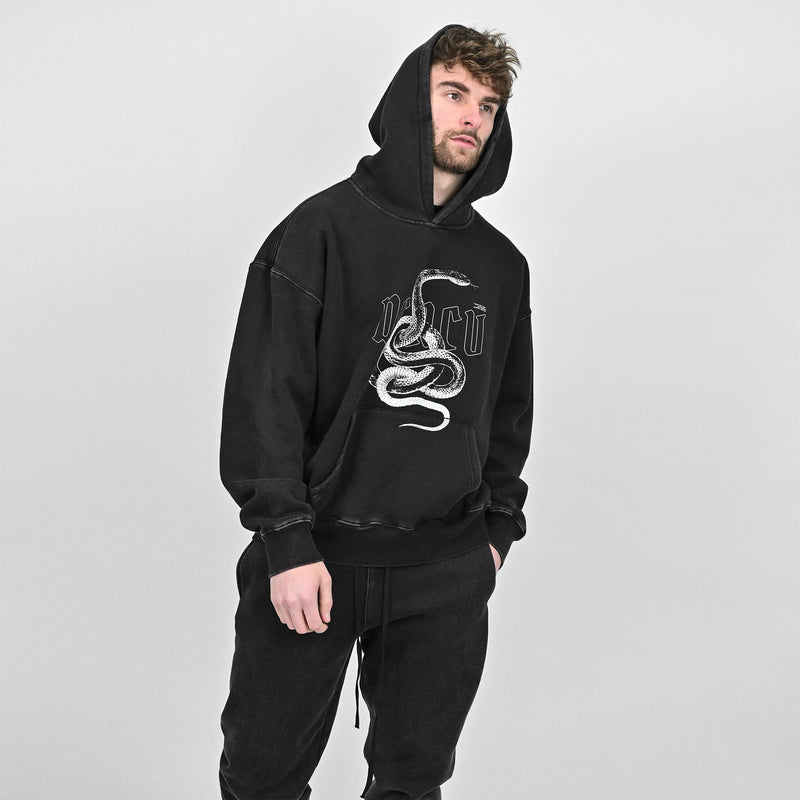 SNAKE HOODIE - WASHED BLACK – Destructive