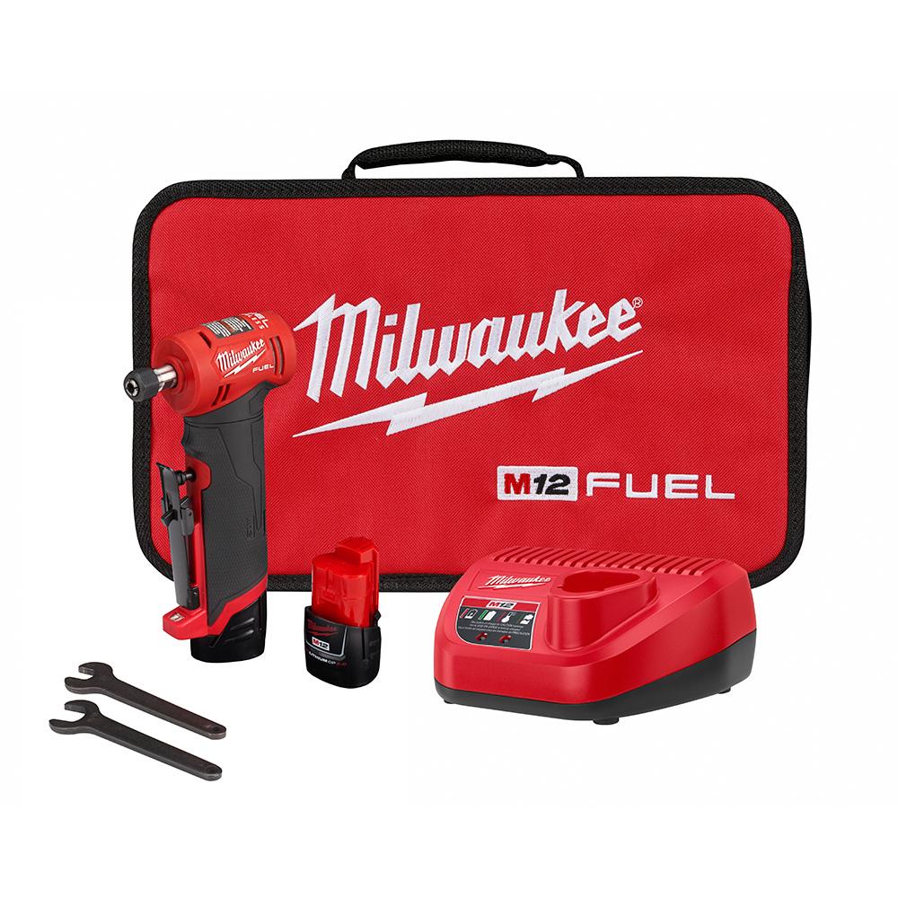 Milwaukee 2485-22 M12 FUEL 1/4" Right Angle Die Grinder Kit w/(2) 2Ah Batteries