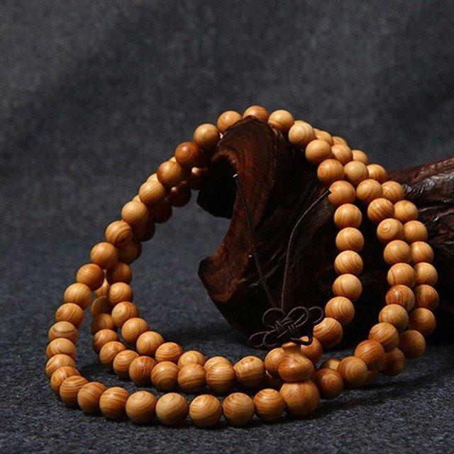 Handcrafted Buddhist Mala Bracelet Necklace - 108 Thuja Wood Beads