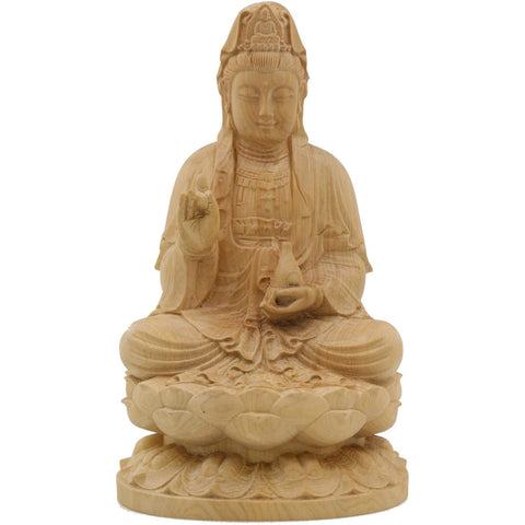 Bodhisattva statuette - Pinewood - Guanyin