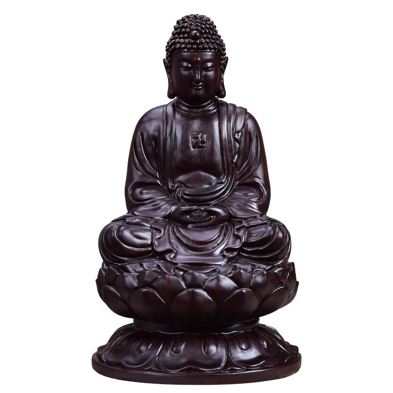 Statue Of Amitabha In Black Sandalwood Or Padoc Artisan D Asie