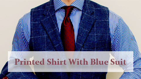Printed Shirt With Blue Suit