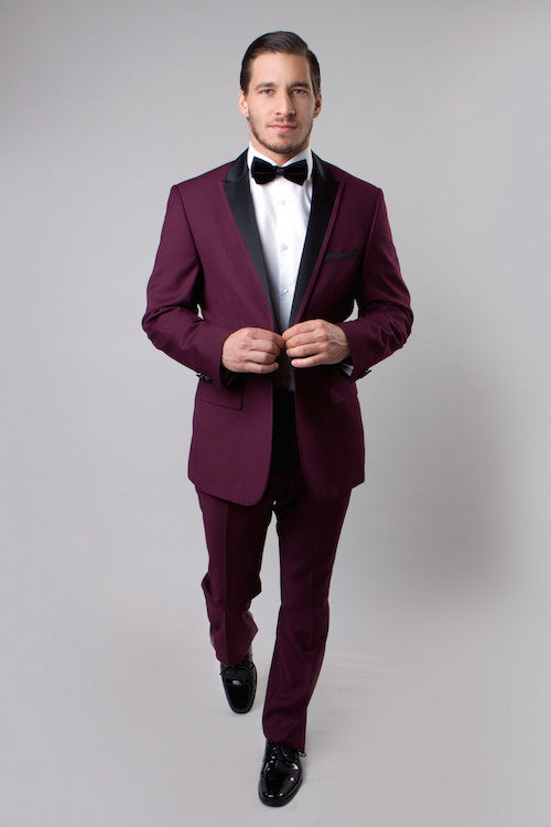 Burgundy Tuxedo with 1-Button Closure - Grooms Wedding Tuxedos – Flex Suits