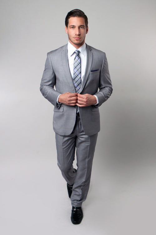 Men's Light Grey Windowpane Check Slim Fit Suit – Flex Suits