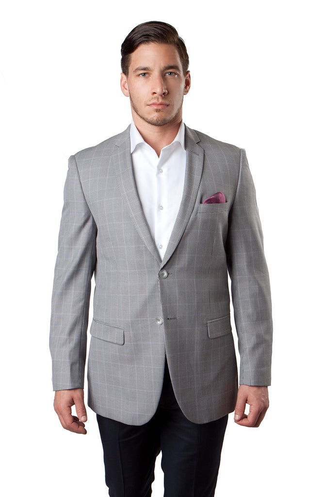 Men's Grey Window Pattern Wool Sports Coat-Formal Dinner – Flex Suits