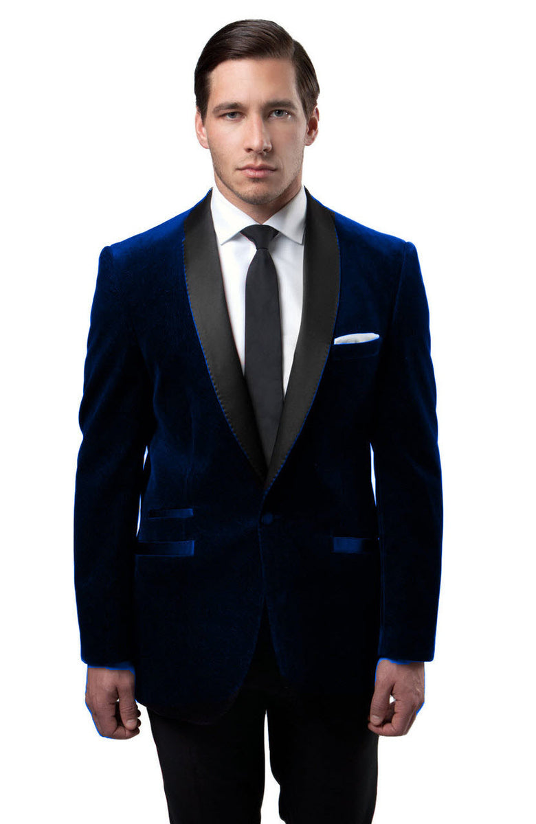 Men's Blue velvet Slim Fit Blazer- Velour Tuxedo Jacket – Flex Suits