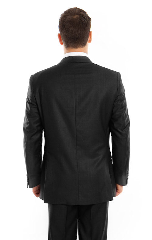Men's Black One Button Slim Fit Suit-Funeral Suits – Flex Suits