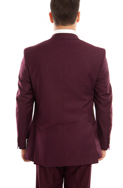 Men's Burgundy One Button Slim Fit Suit-Single Button Suits for Men ...