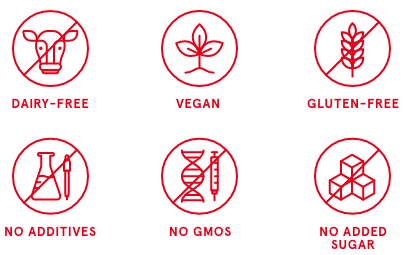 Dairy-free | Vegan | Gluten-free | No Additives | GMOs | No Added Sugar