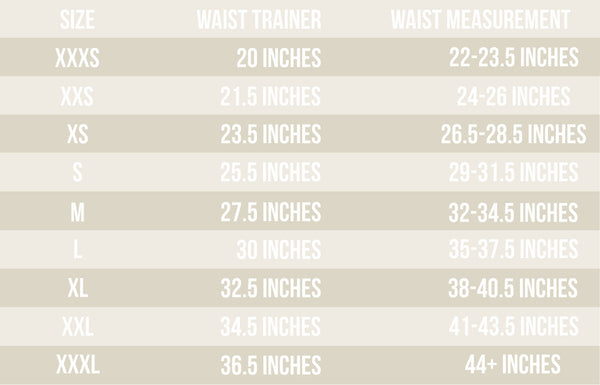 Waist Trainer Size Chart – Davis Active